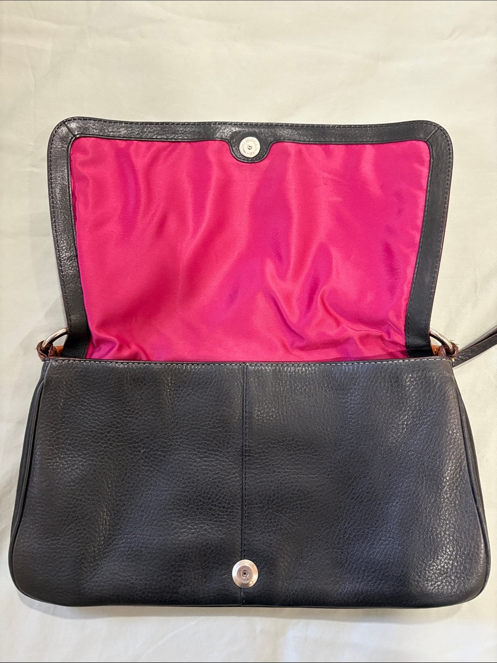 Coach 9383 Vintage Pebble Leather Shoulder Bag Gray Brown Contrast Stitch Y2K - Picture 9 of 11